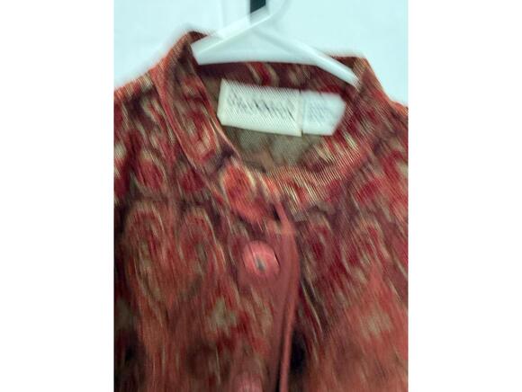 Small Flashback Red Patterned Button-Up Jacket - Picture 4 of 5